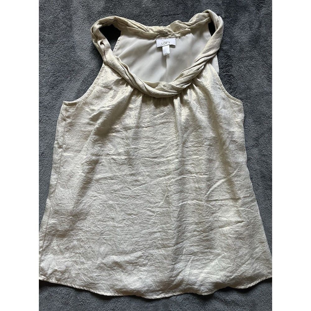 Ann Taylor Loft Gold Tank Top Twist Neckline Size‎ Large